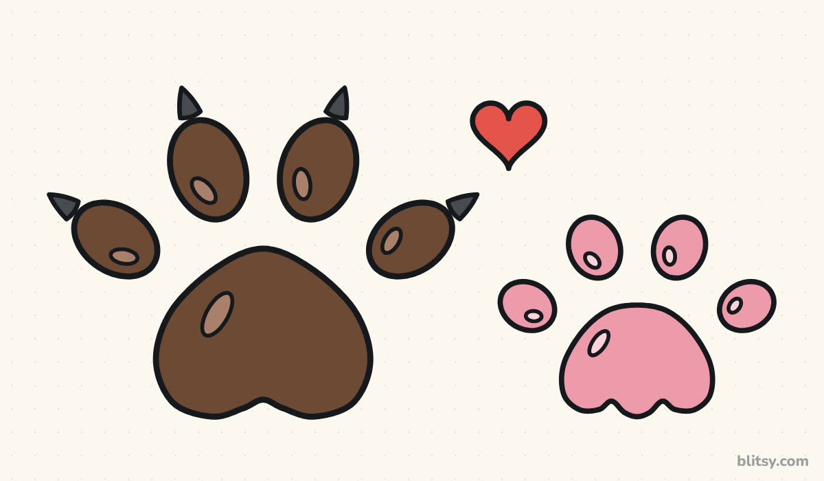 How to draw a paw print step by step - finished drawing