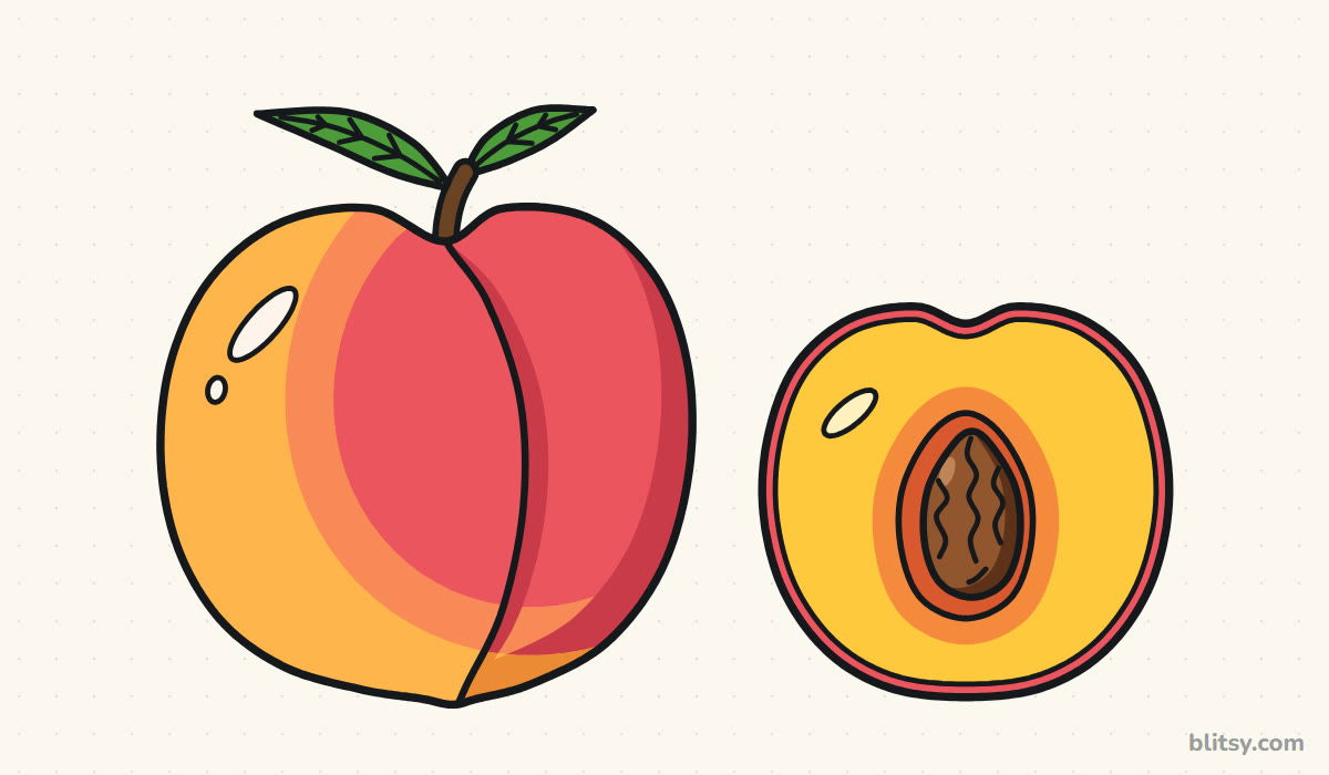 How to draw a peach step by step - finished drawing