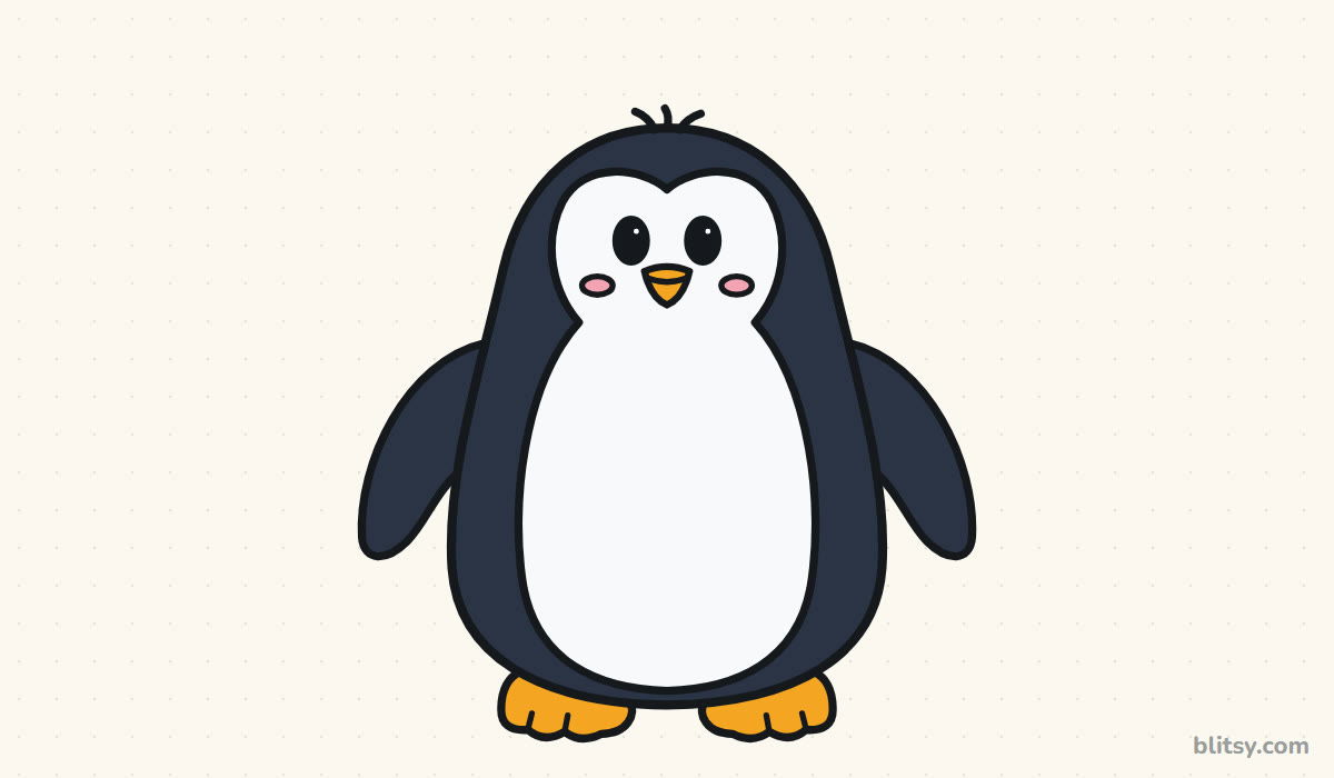 How to draw a penguin step by step - finished colored penguin drawing