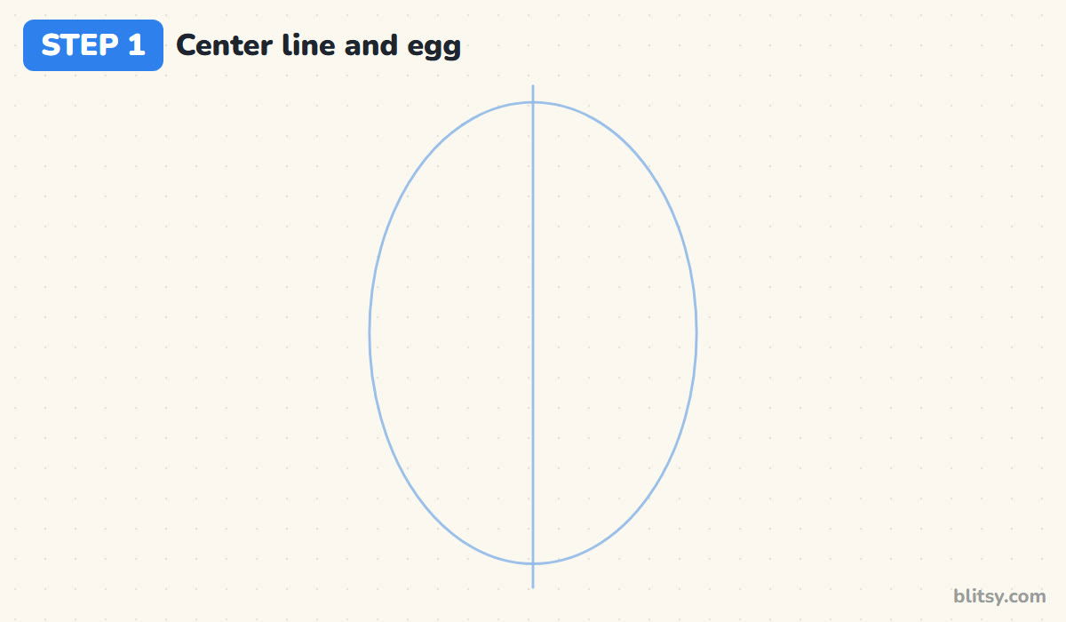 How to draw a penguin step by step step 1 - sketch a center line and an egg