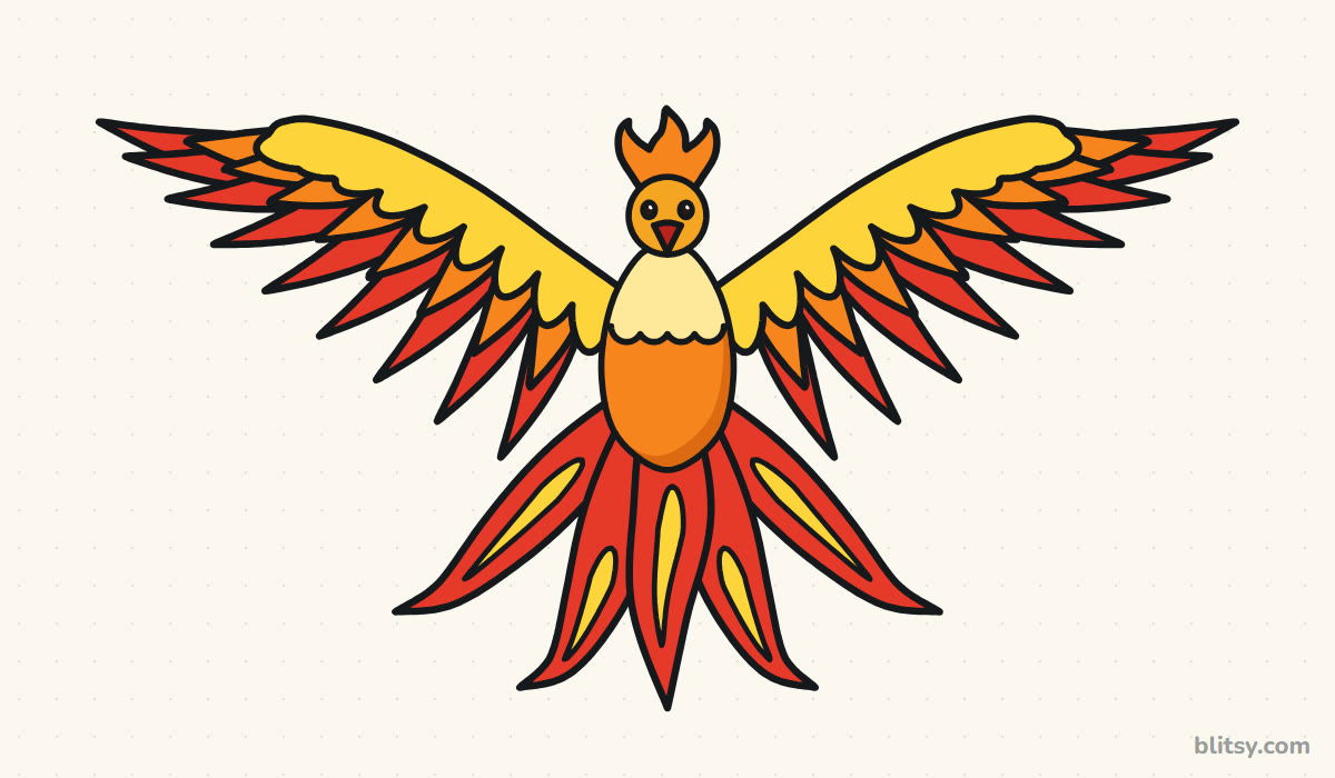 How to draw a phoenix step by step - finished drawing