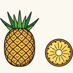 How to Draw a Pineapple Step by Step (Easy Crown and Slice)