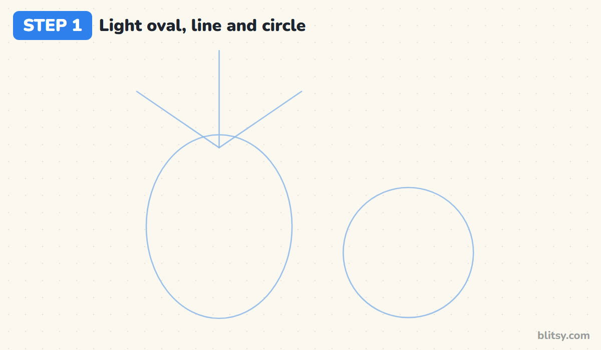 How to draw a pineapple step by step step 1 - sketch an oval, a crown line and a circle