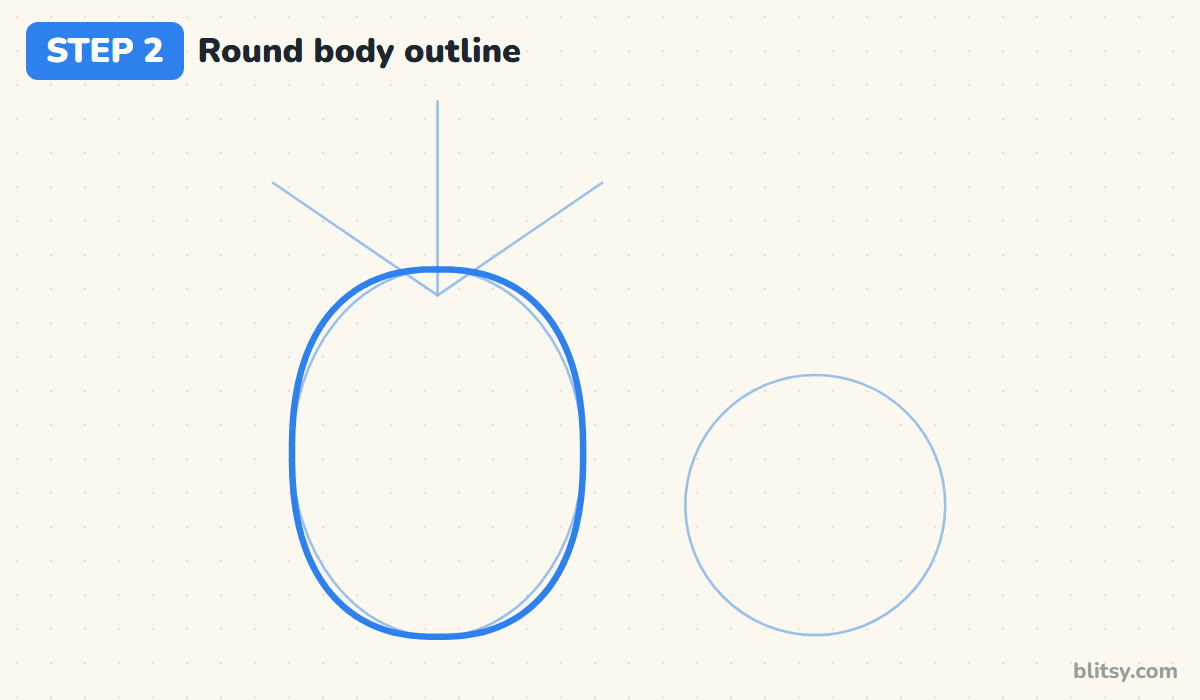 How to draw a pineapple step by step step 2 - draw the round body outline