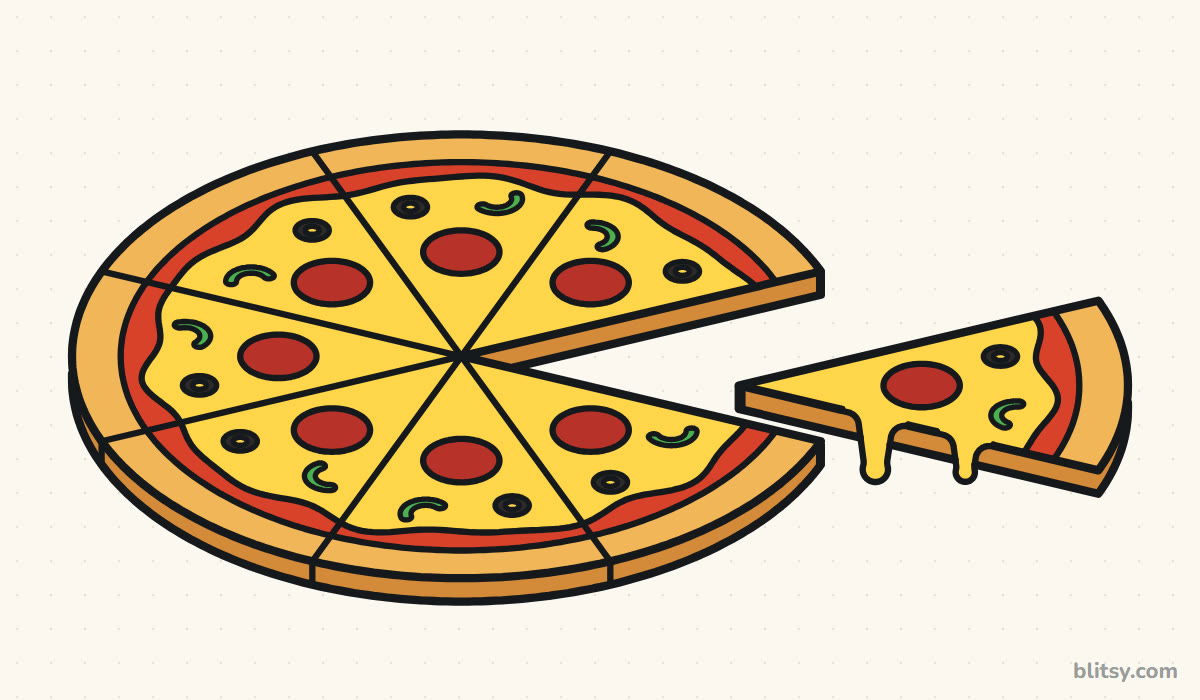 How to draw a pizza step by step - finished drawing