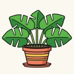 How to Draw a Plant Step by Step (Easy Potted Monstera)