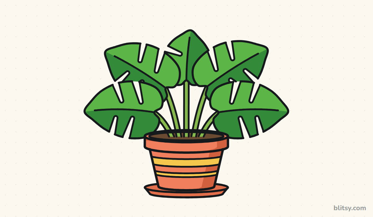 How to draw a plant step by step - finished drawing