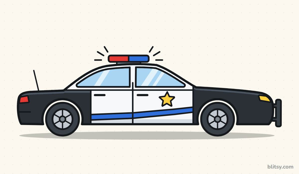 How to draw a police car step by step - finished drawing