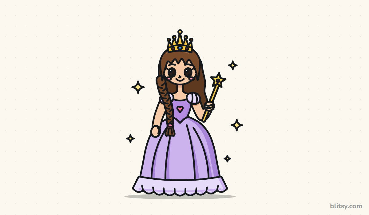 How to draw a princess step by step - finished drawing