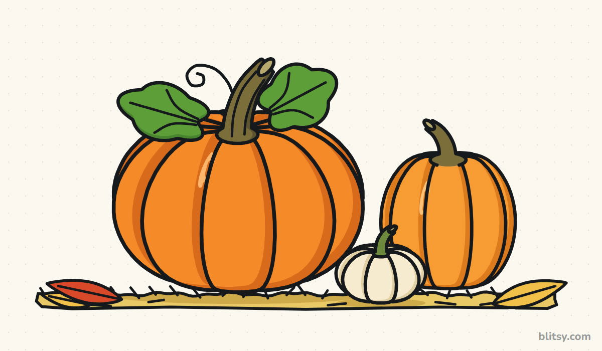 How to draw a pumpkin step by step - finished drawing