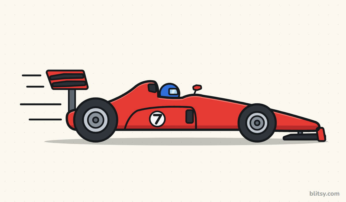 How to draw a race car step by step - finished drawing
