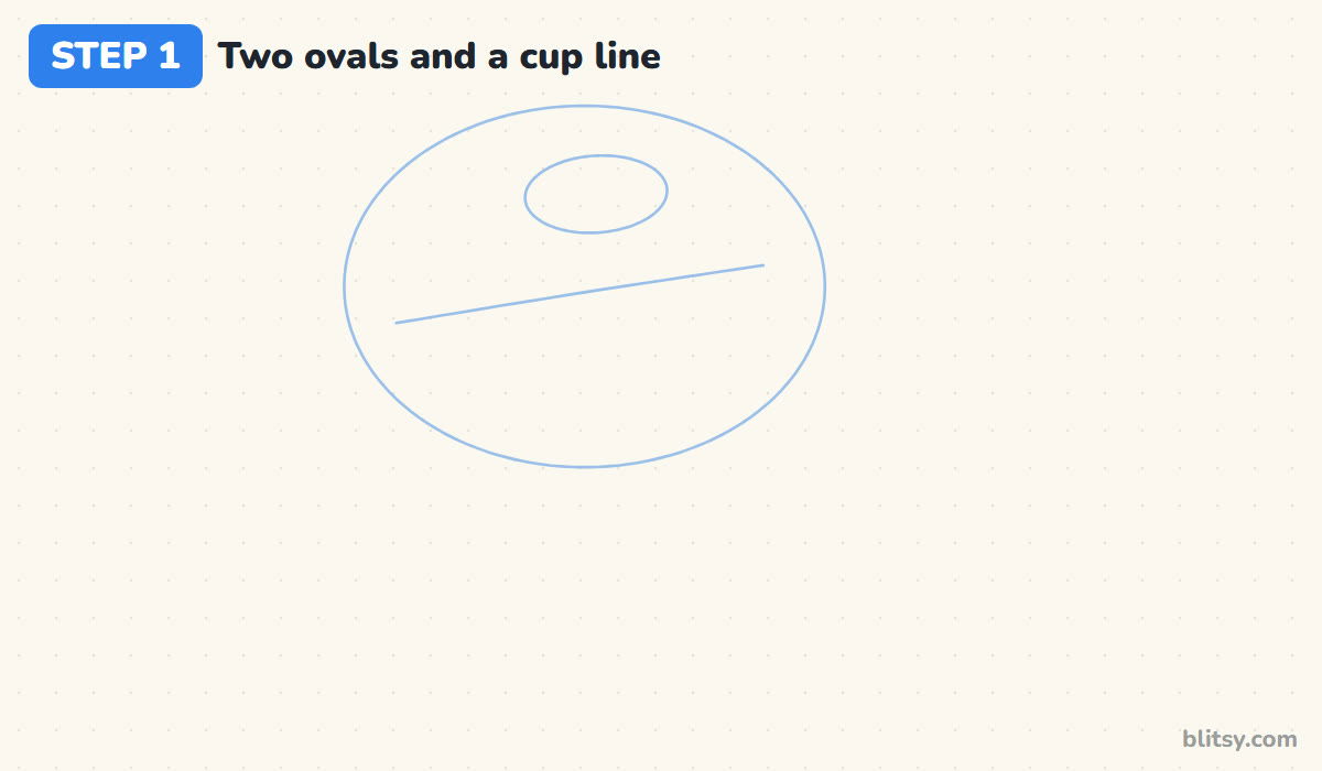 How to draw a rose step by step step 1 - draw two ovals and a cup line