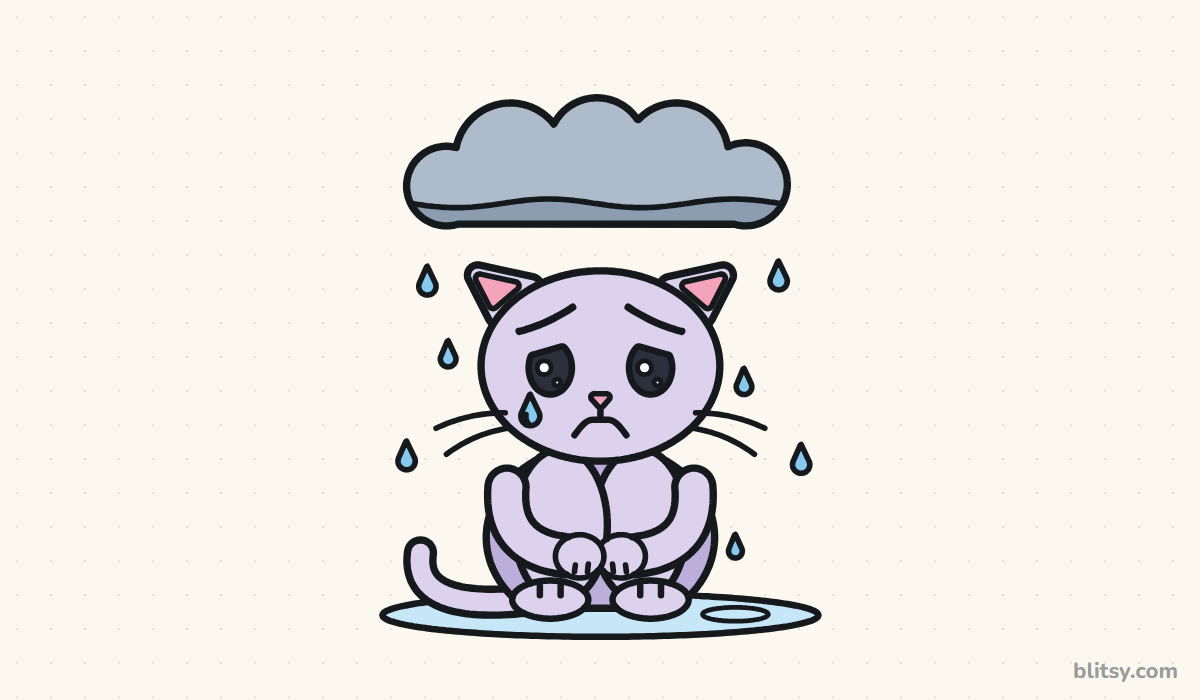 How to draw a sad cat step by step - finished drawing