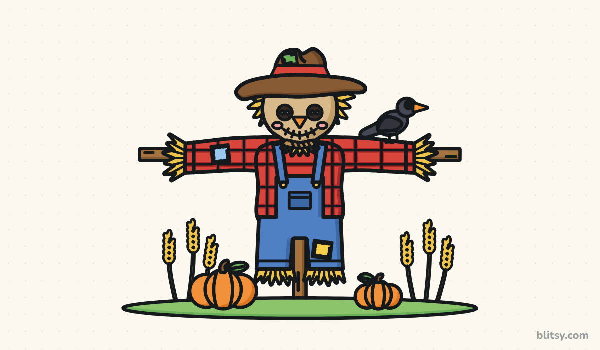 How to draw a scarecrow step by step - finished drawing