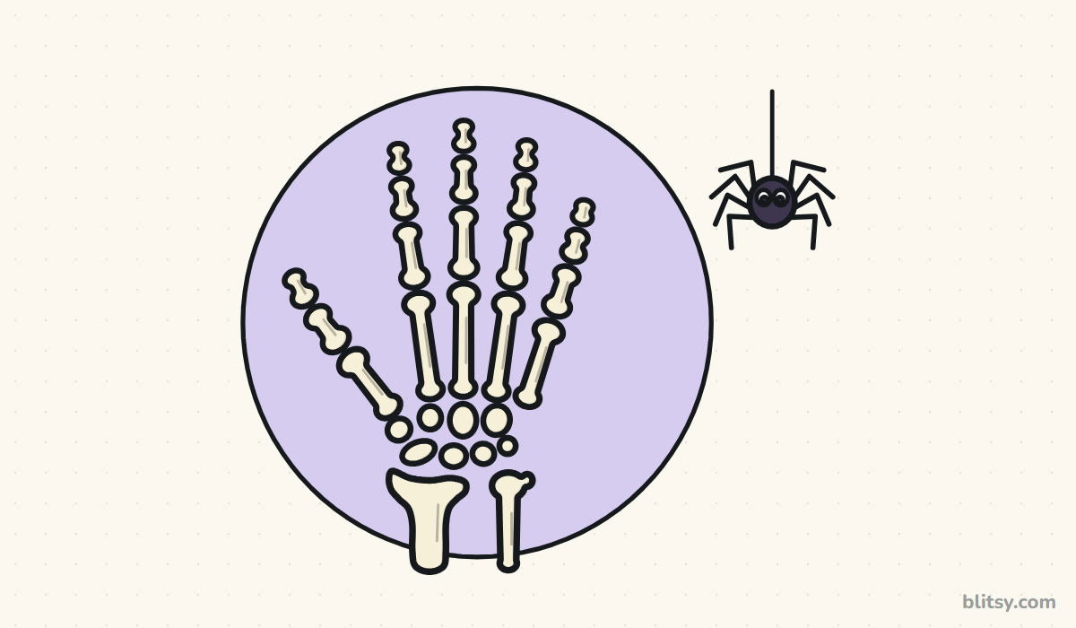 How to draw a skeleton hand step by step - finished colored skeleton hand drawing