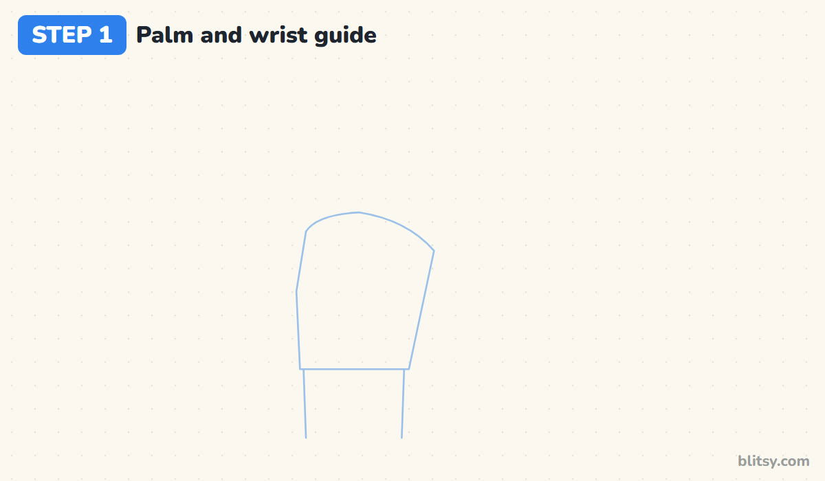 How to draw a skeleton hand step by step step 1 - sketch a palm shape and the wrist