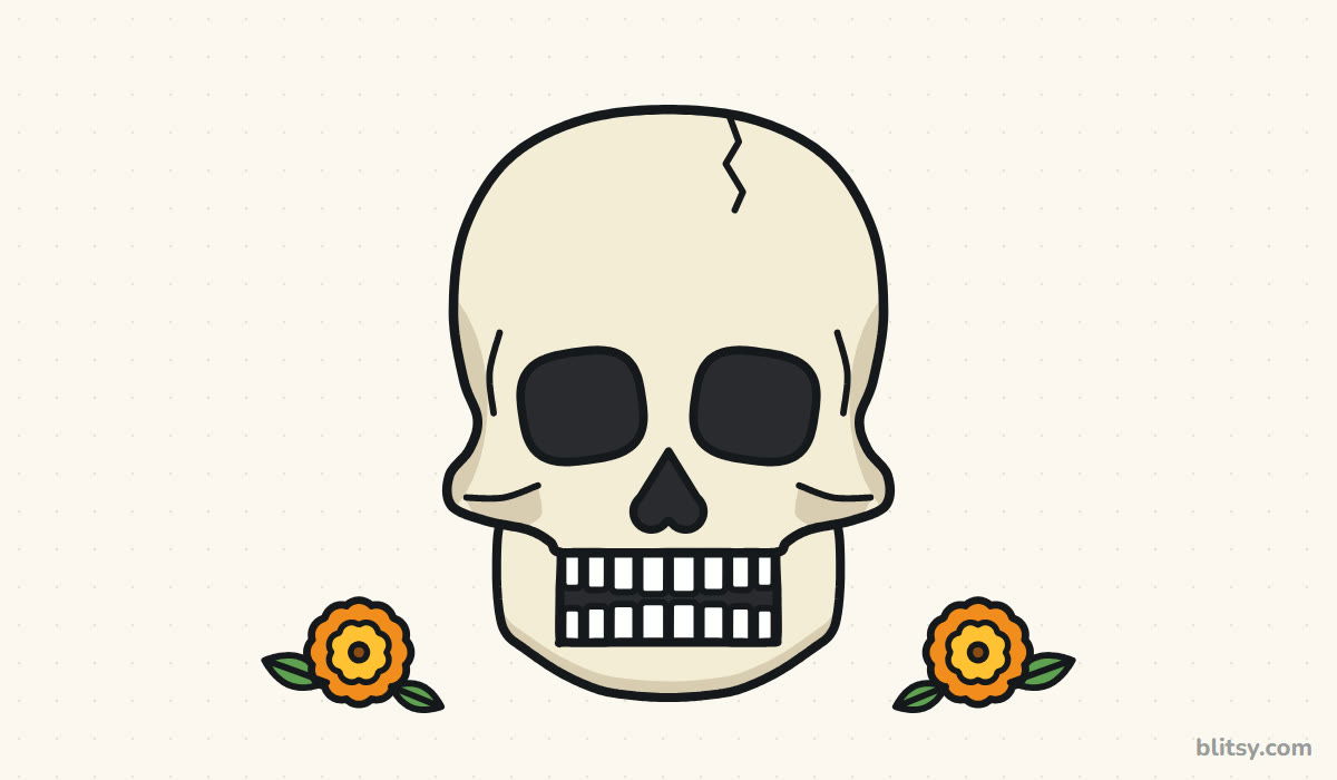 How to draw a skull step by step - finished drawing