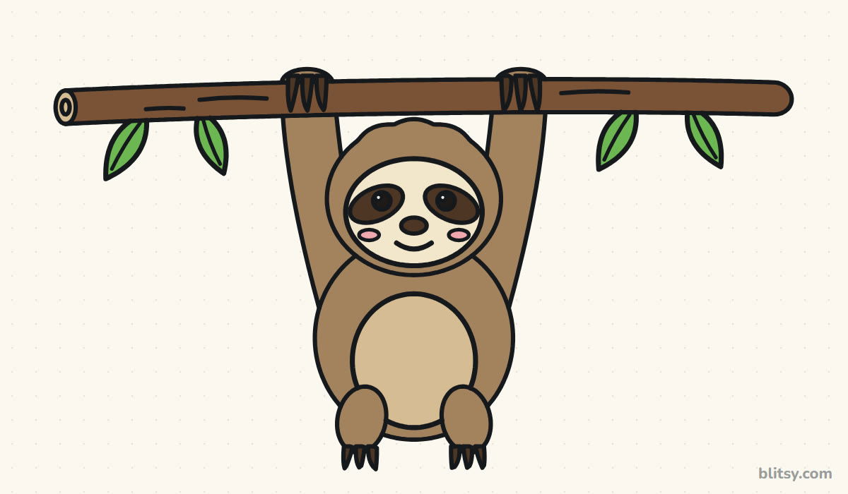 How to draw a sloth step by step - finished drawing