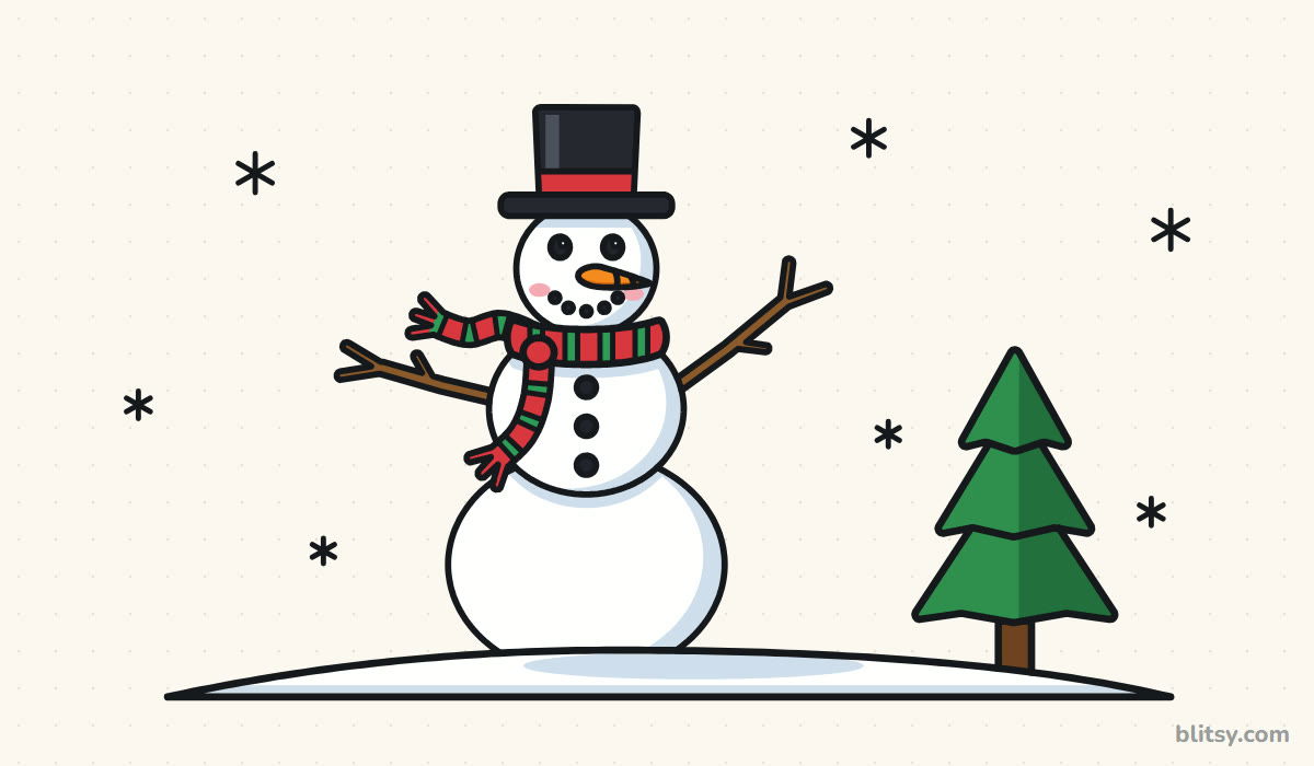 How to draw a snowman step by step - finished drawing