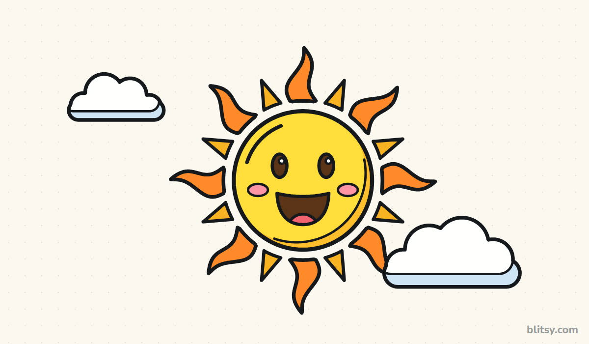 How to draw a sun step by step - finished drawing