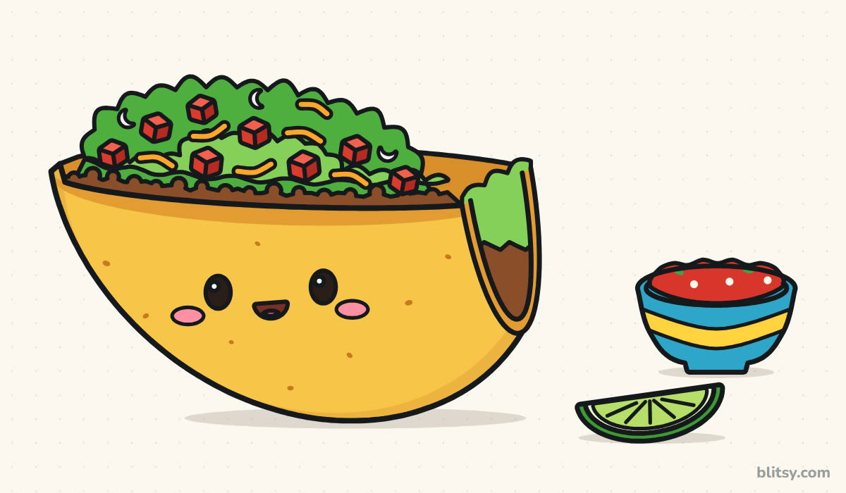 How to draw a taco step by step - finished drawing