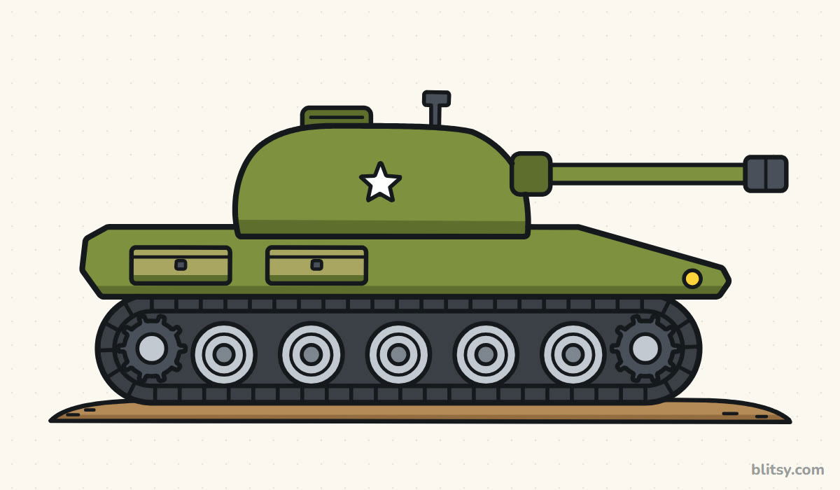 How to draw a tank step by step - finished drawing