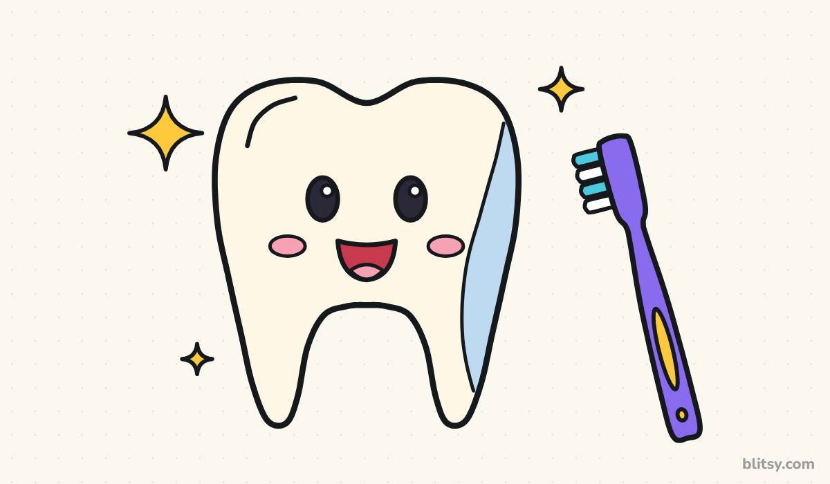 How to draw a tooth step by step - finished drawing