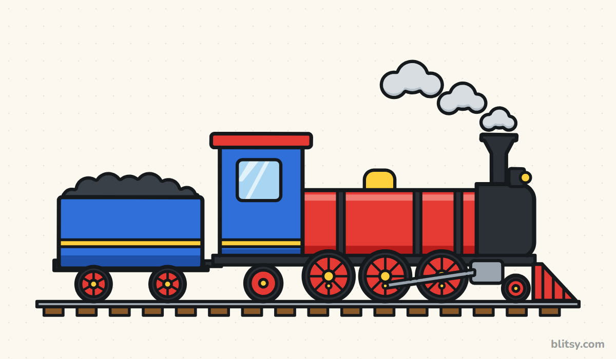 How to draw a train step by step - finished drawing