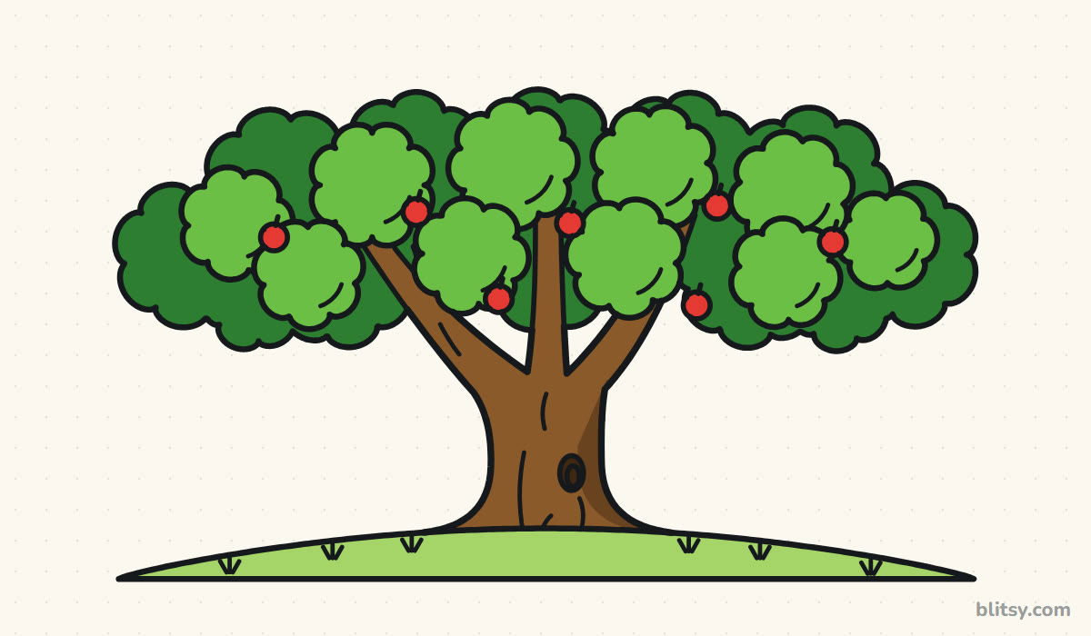 How to draw a tree step by step - finished colored tree drawing