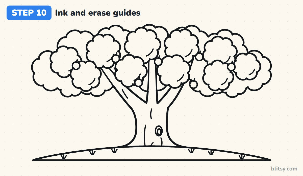 How to draw a tree step by step step 10 - ink the tree and erase the helper lines