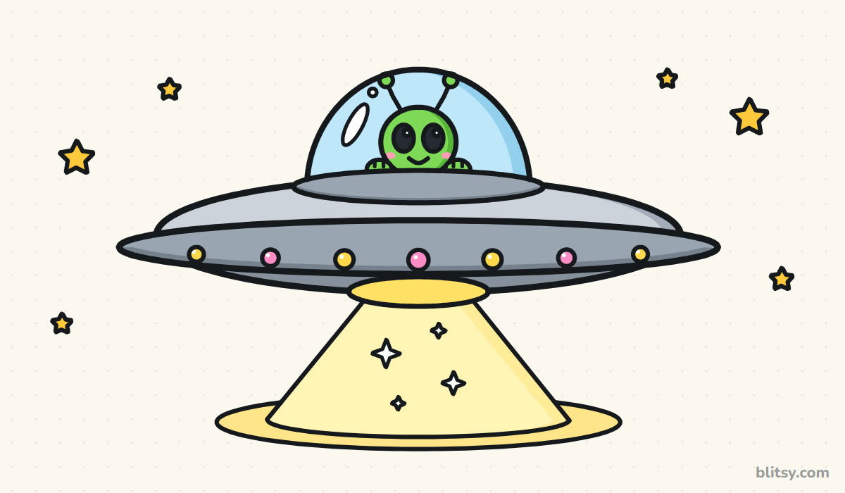 How to draw a ufo step by step - finished drawing