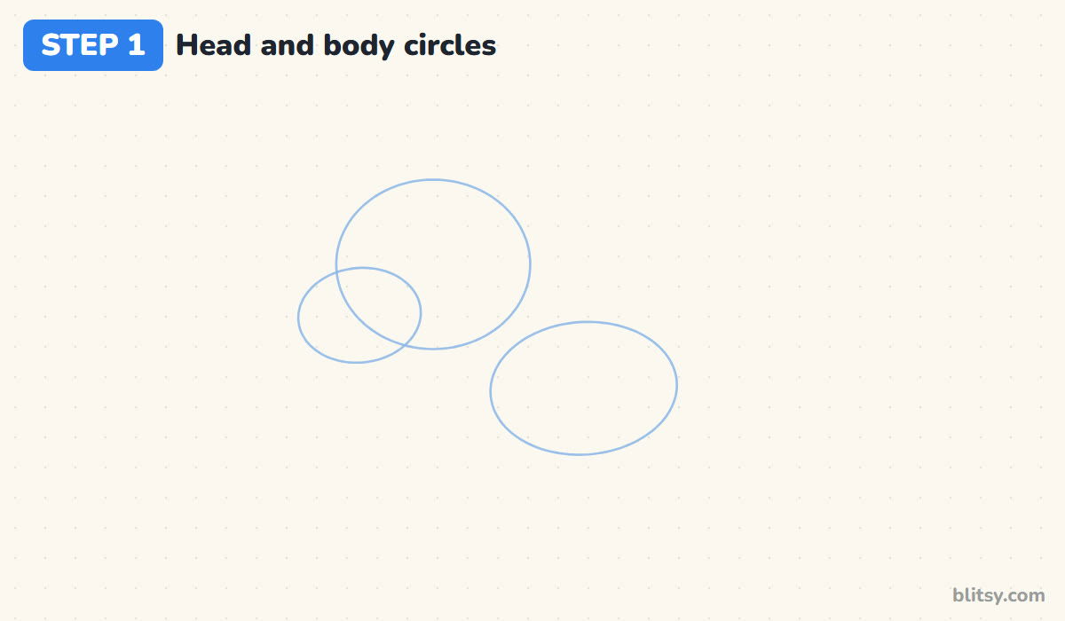 How to draw a unicorn step by step step 1 - sketch a head circle and a body oval