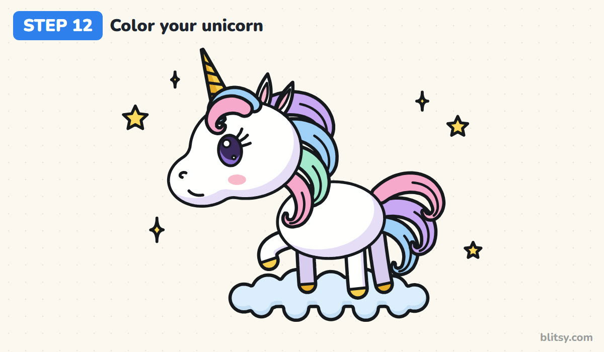 How to draw a unicorn step by step step 12 - color your unicorn
