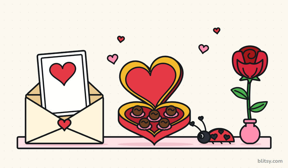 How to draw a valentine step by step - finished drawing