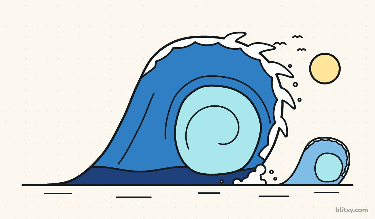 How to draw a wave step by step - finished drawing