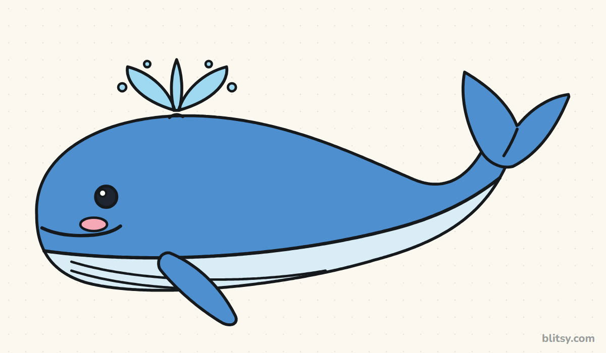 How to draw a whale step by step - finished drawing