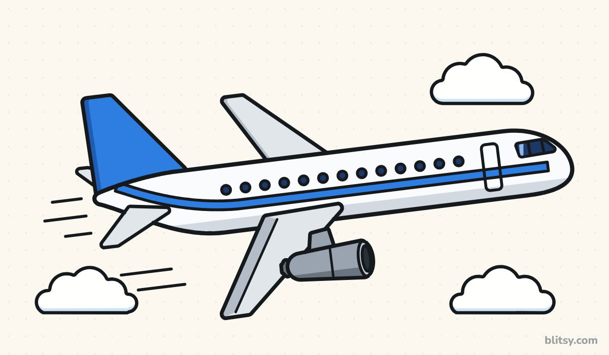 How to draw an airplane step by step - finished drawing