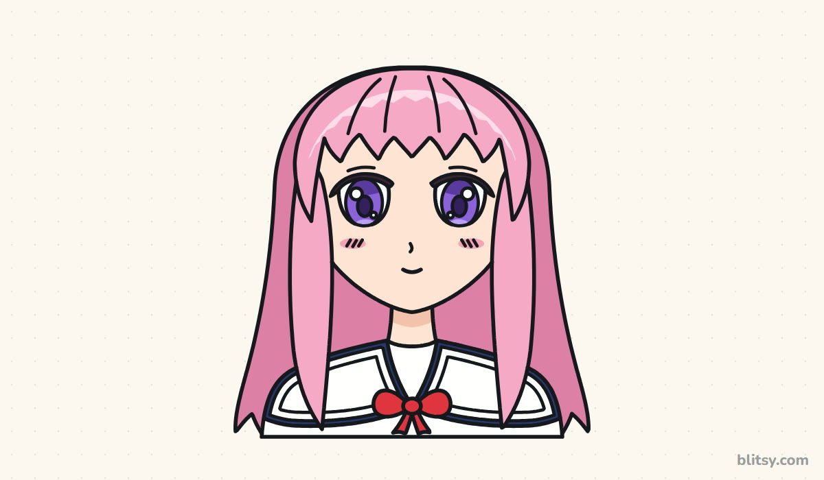 How to draw an anime girl step by step - finished drawing