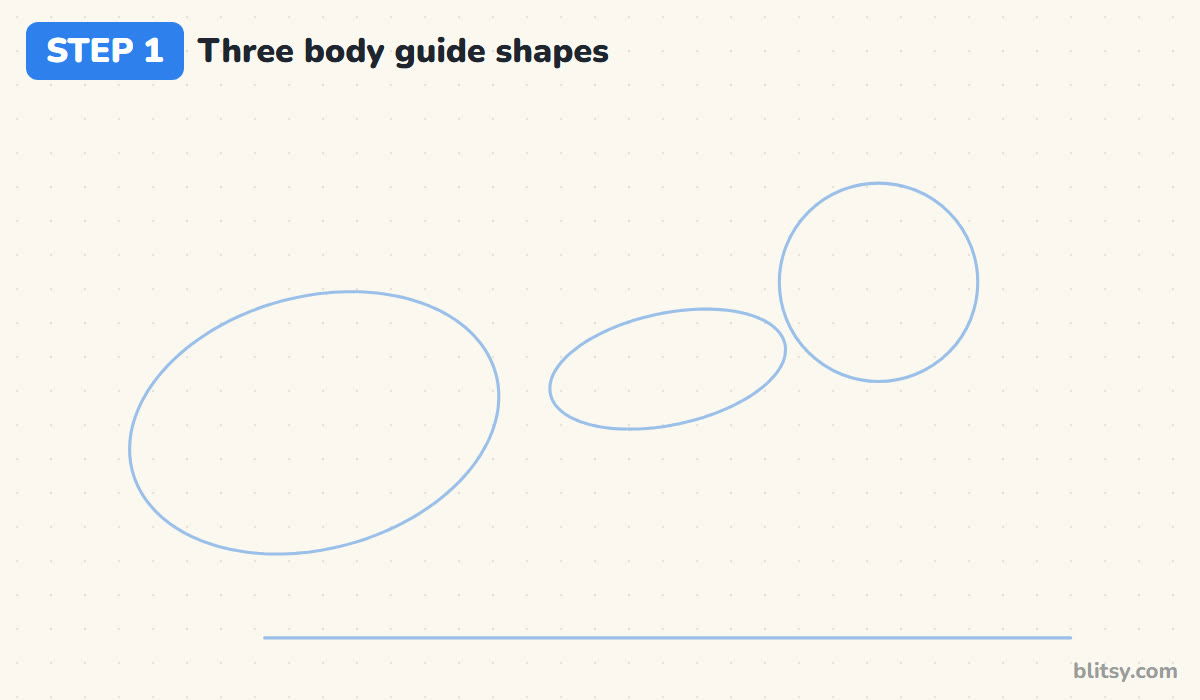 How to draw an ant step by step step 1 - sketch three body guide shapes