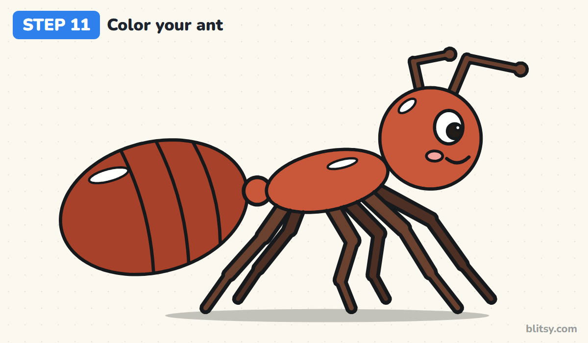 How to draw an ant step by step step 11 - color your ant