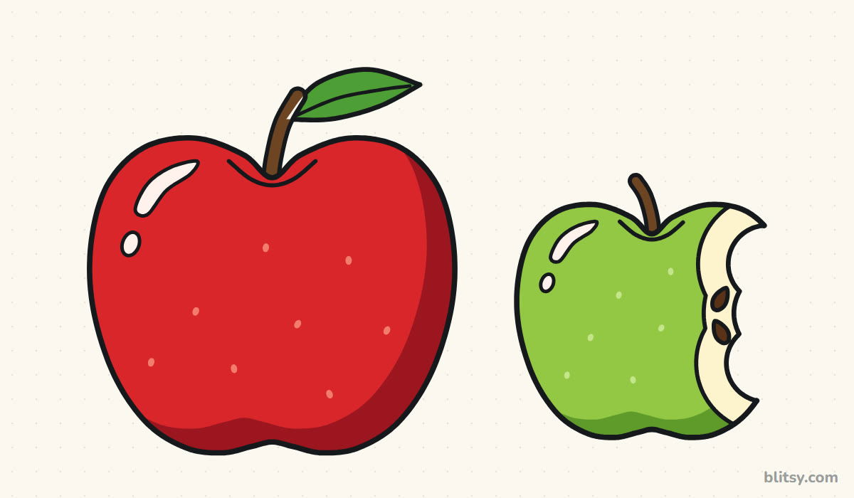 How to draw an apple step by step - finished drawing