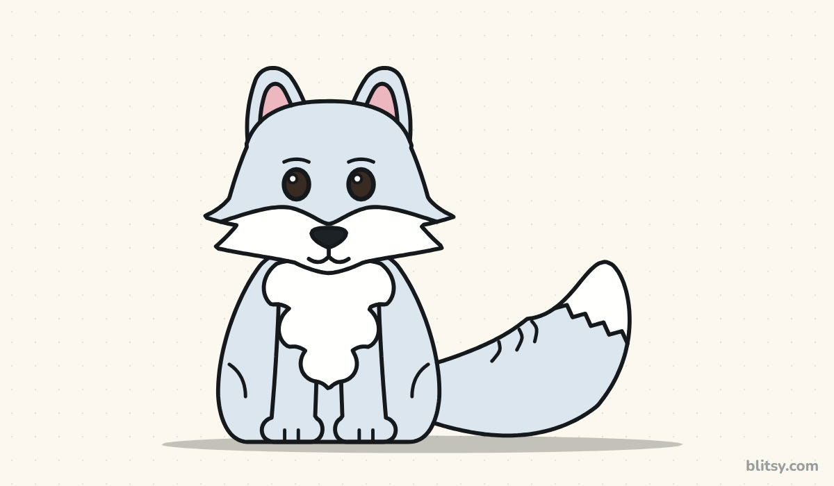 How to draw an arctic fox step by step - finished drawing