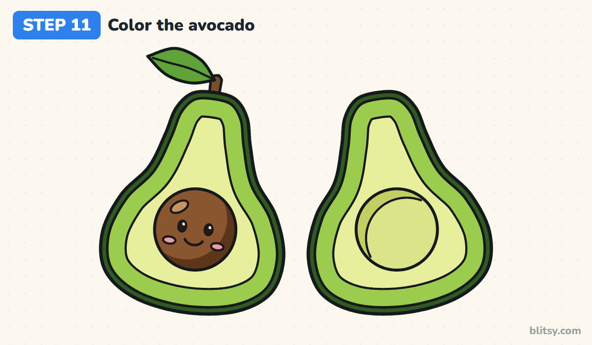 How to draw an avocado step by step step 11 - color the avocado