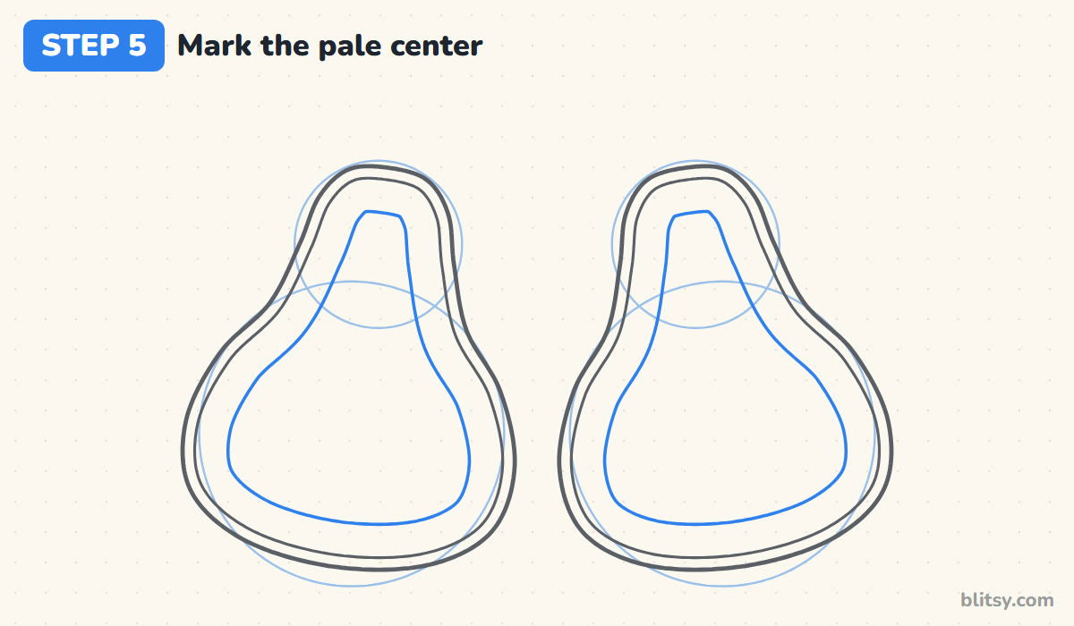 How to draw an avocado step by step step 5 - mark the pale center of the flesh