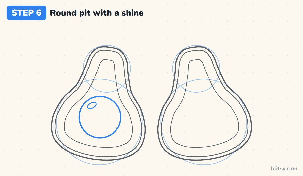 How to draw an avocado step by step step 6 - add the round pit on the left