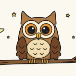 How to Draw an Owl Step by Step (Cute Night Owl)