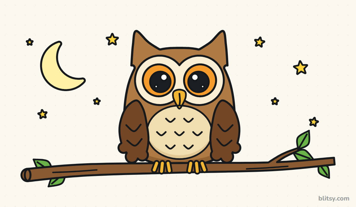 How to draw an owl step by step - finished drawing
