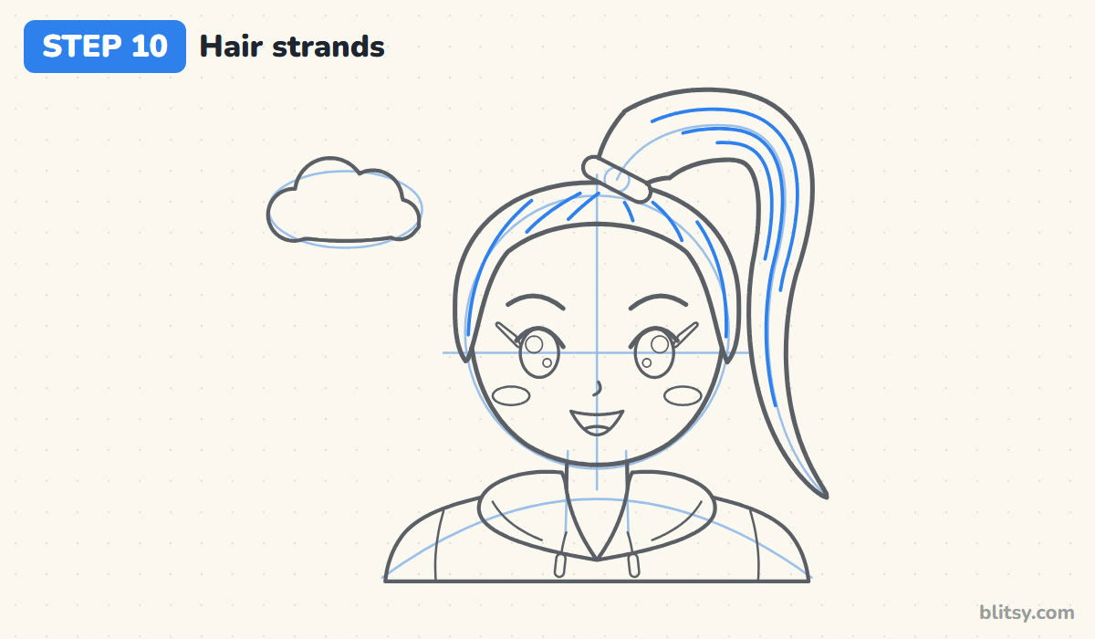 How to draw ariana grande step by step step 10 - sketch the hair strands