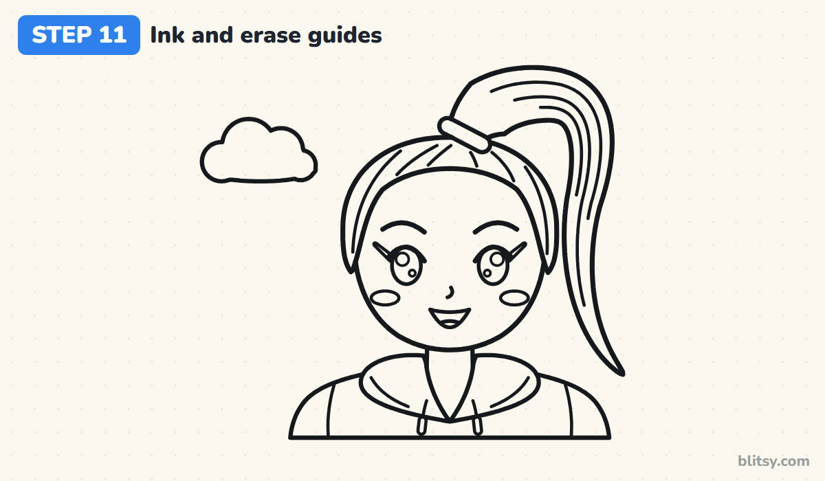 How to draw ariana grande step by step step 11 - ink the lines and erase the guides