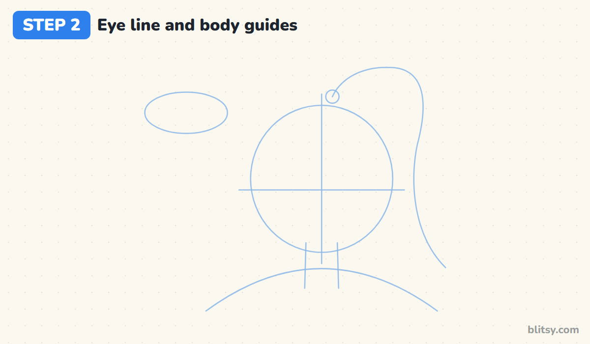 How to draw ariana grande step by step step 2 - add the eye line and the body guides